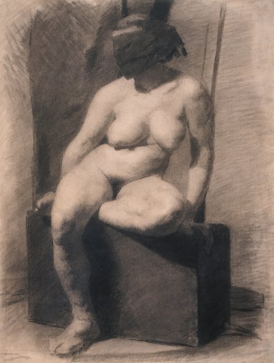 Study of a Seated Nude Woman Wearing a Mask by Thomas Eakins